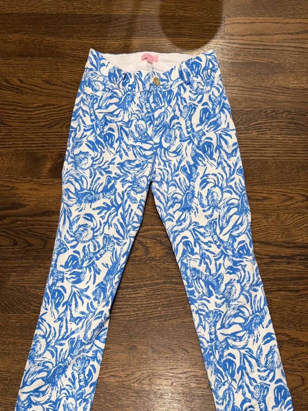 Lilly Pulitzer Blue White Lobster Crab Nautical Nantucket Print Pants Size 2 - Picture 1 of 6